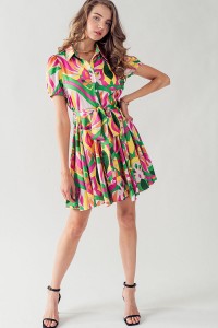 ELSIE COLLARED BUTTON DOWN ABSTRACT DRESS