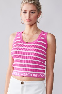 VOGUE LIFE RIBBED KNIT CROPPED TANK