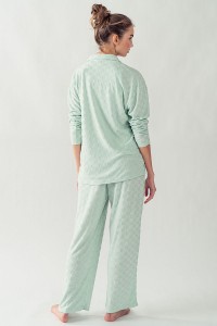 CHECKERED TERRY KNIT PANT SET