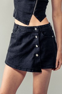 Unrequited Denim Skirt - Asymmetrical Hem | Cotton Polyester Rayon Spandex Blend | Vintage/Retro