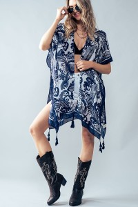 ALL OVER LEAF FLORAL KIMONO COVER UP