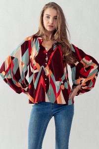 ABSTRACT PRINT BLOUSE