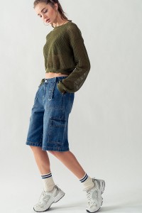 MULTI-POCKETED JEAN SHORTS