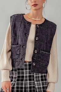 QUILTED MINERAL WASHED COTTON VEST