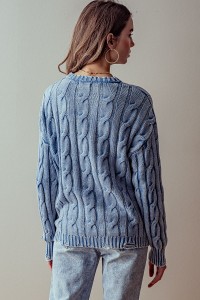 CABLE KNIT MINERAL WASH SWEATER