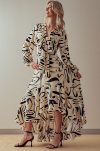 ALL OVER PRINT HIGH LOW DRESS