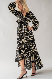 ALL OVER PRINT HIGH LOW DRESS