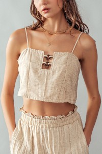 BUTTON BACK CRINKLE CROP TANK TOP