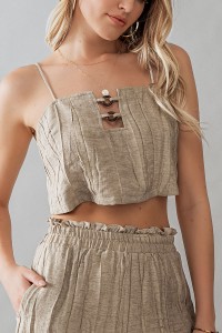 BUTTON BACK CRINKLE CROP TANK TOP