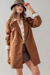 DOUBLE BREASTED NOTCHED LAPEL COLLAR COAT