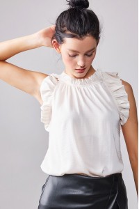 RUFFLE TRIMMED BLOUSE