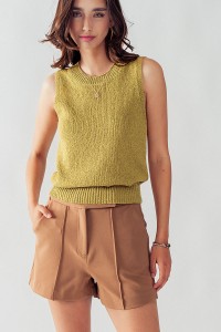 ANETTE ARMHOLE ROUND NECK LINE KNIT TOP