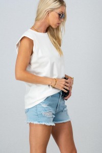 PADDED SHOULDER SLEEVELESS MUSCLE TEE