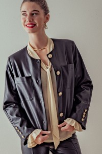 SINGLE BREASTED LEATHER BLAZER