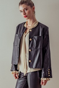 SINGLE BREASTED LEATHER BLAZER