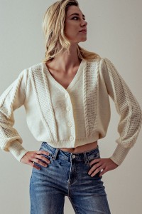CHUNKY CABLE KNIT PATTERN CARDIGAN