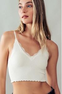 LACE TRIM RIBBED CAMI