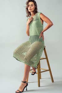 CROCHET KNITTED HOLLOW OUT MAXI DRESS