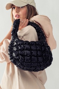 QUILTED LEATHER TOTE SHOULDER BAG