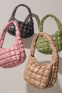 QUILTED LEATHER TOTE SHOULDER BAG