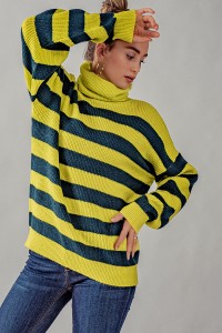 TURTLE NECK PULLOVER RIB KNIT SWEATER